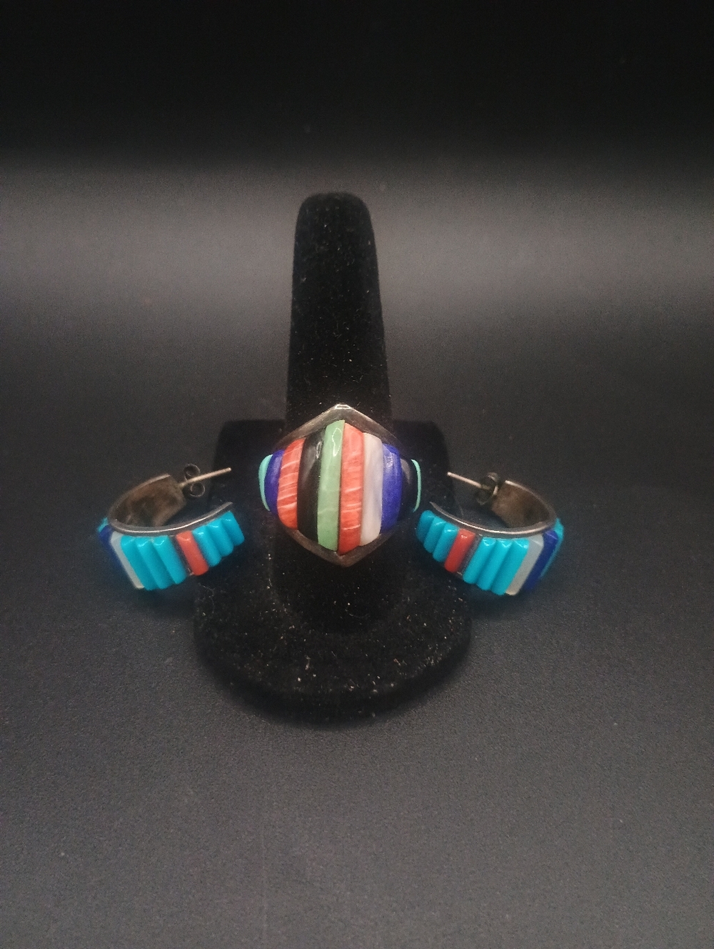 Multi-Color Striped Inlay Ring - Picture 4 of 4